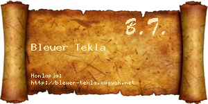 Bleuer Tekla névjegykártya